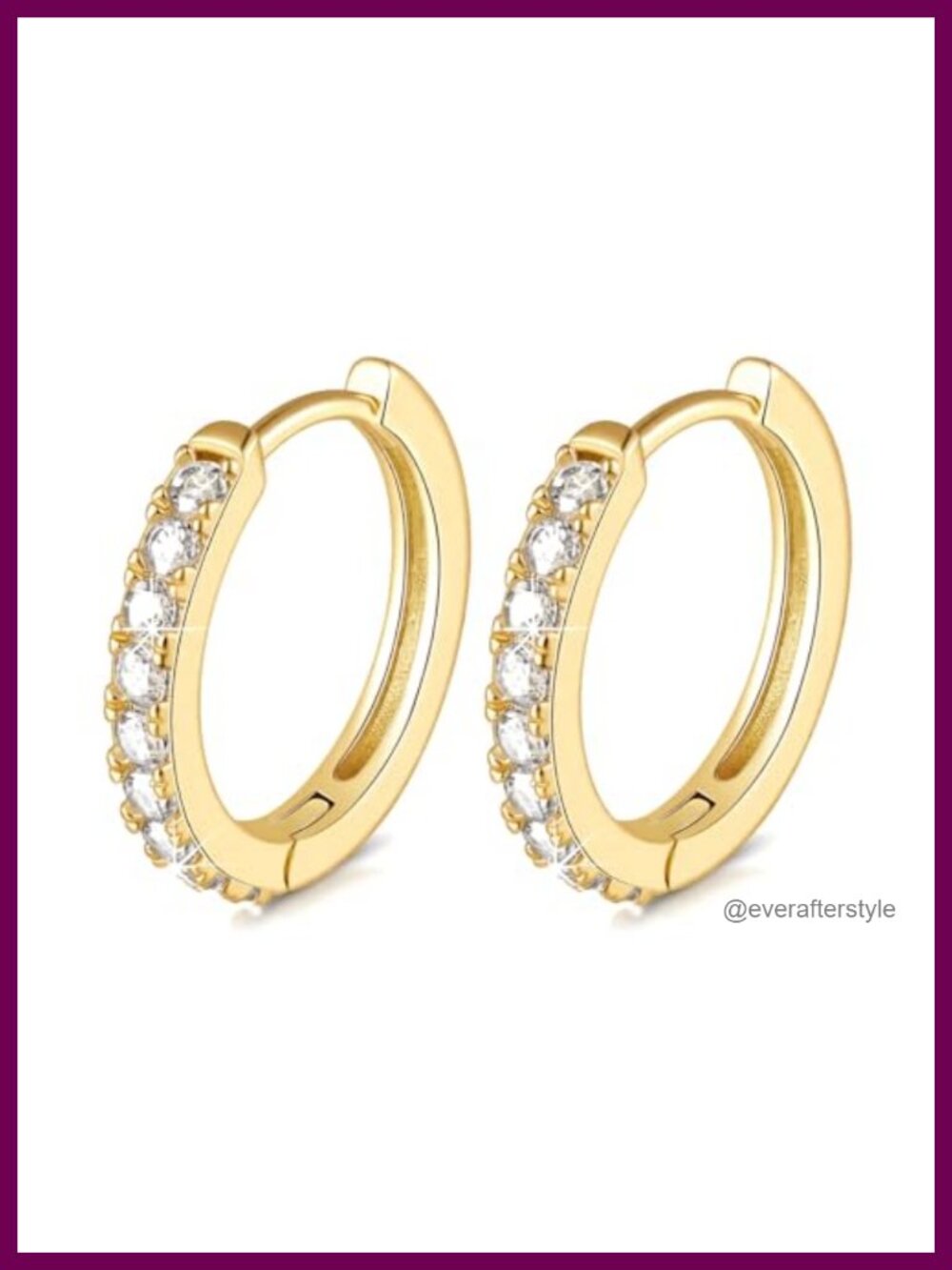 14K Gold Plated Huggie Hoop Earrings for Women - Zircon Accent, Multiple Sizes